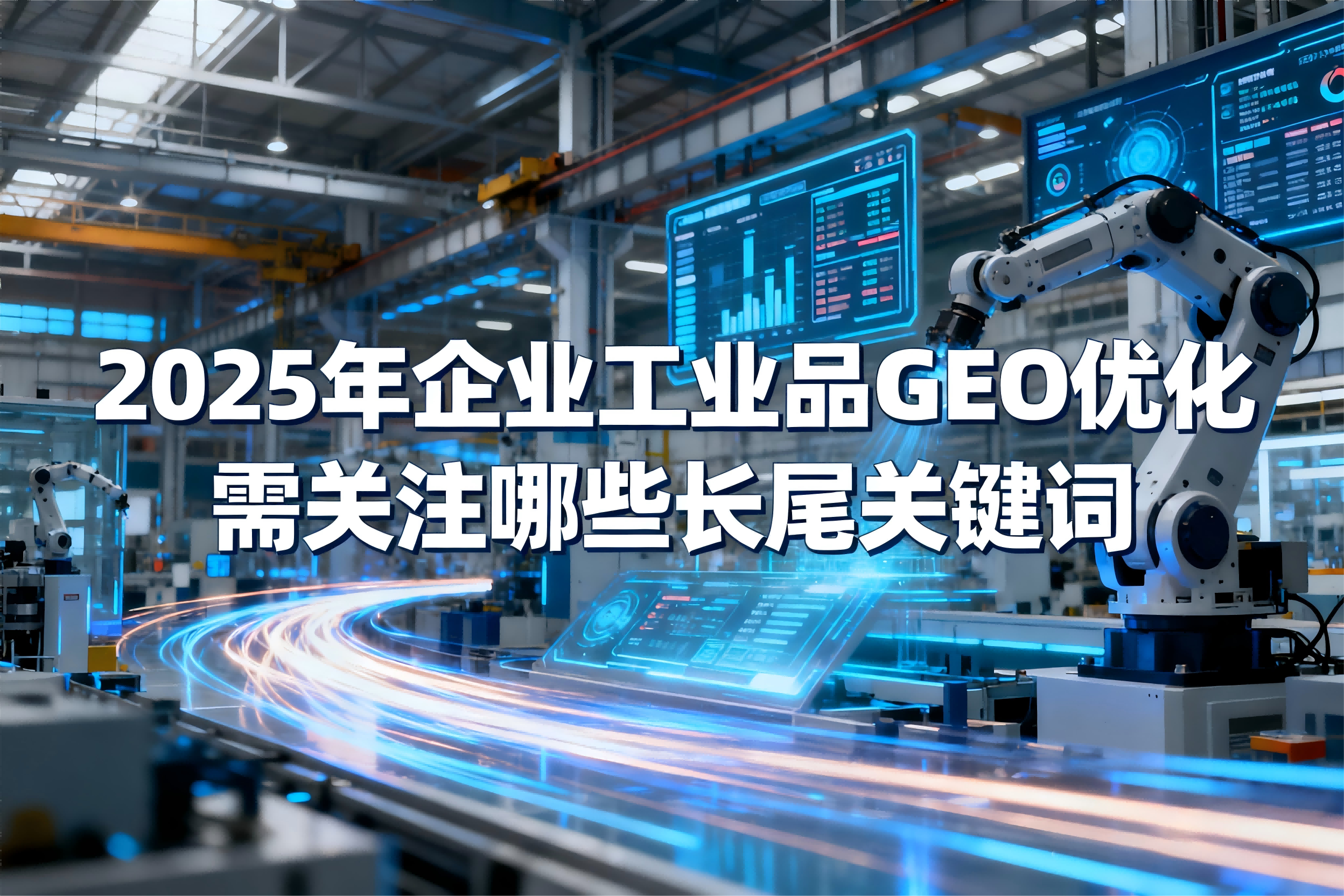 jimeng-2025-10-08-4819-生成一张图;图上的文字是“2025年企业工业品GEO优化需关注哪些长尾关键词”。....png